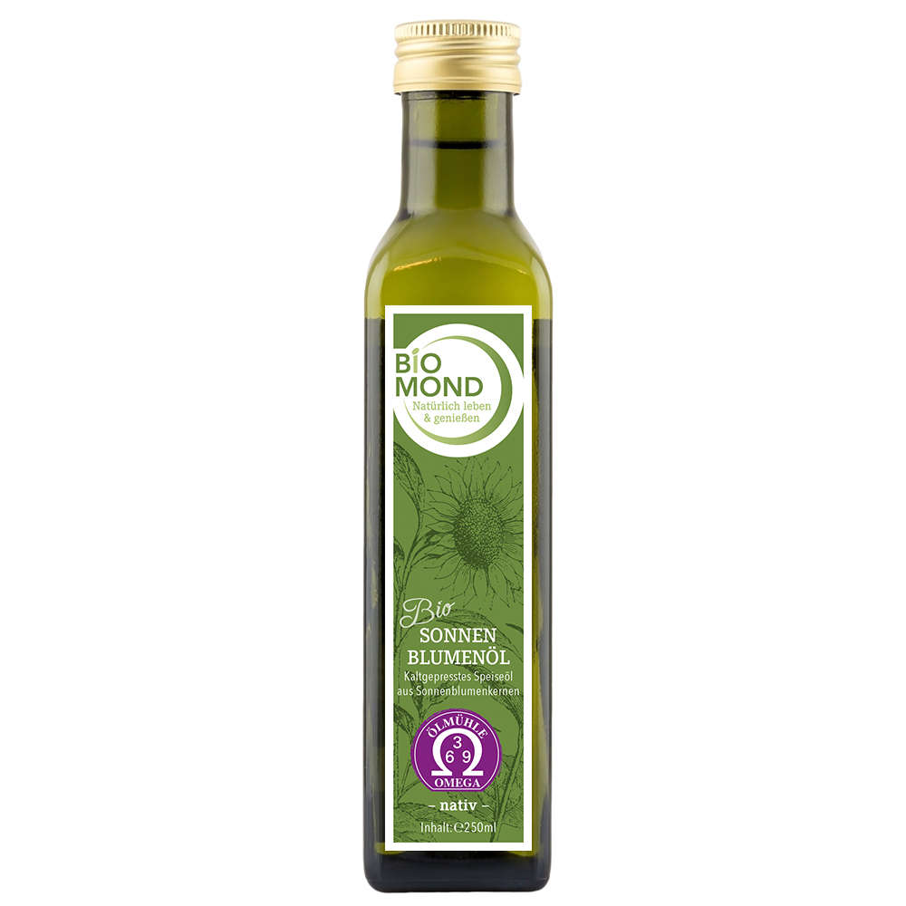 Bio-Sonnenblumenöl 250ml, nicht geröstet, ungefiltert