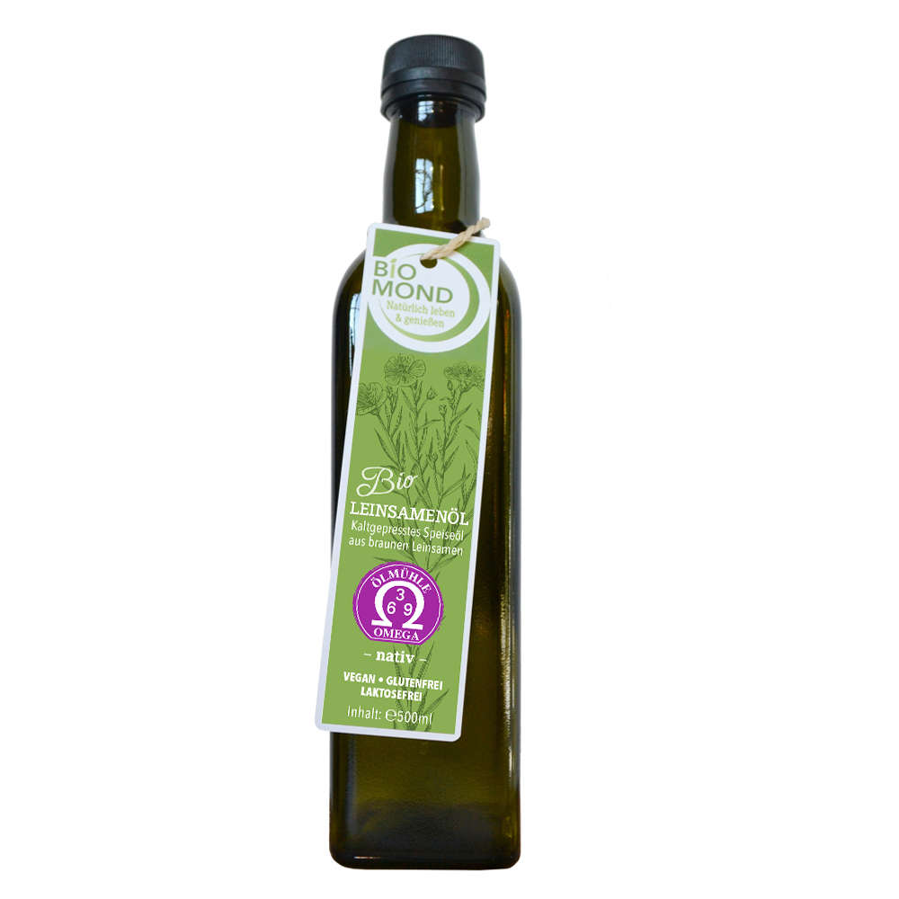 Bio Leinsamenöl 500ml, ungeröstet, ungefiltert, tagesfrisch