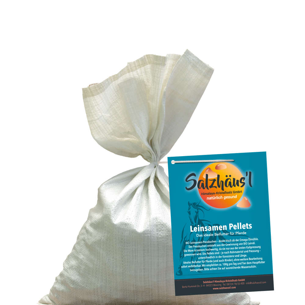 Salzleckstein Kristallsalz 3er Set & Bio Leinsamen Pellets 5kg, SONDERPREIS