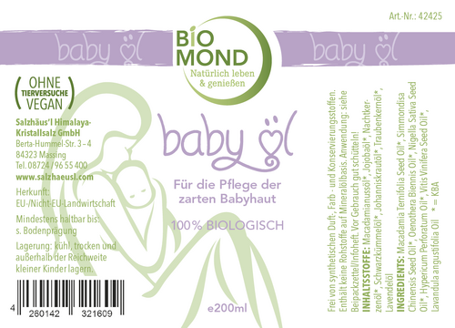 BIO Babyöl 200ml – sanfte Pflege für empfindliche Babyhaut