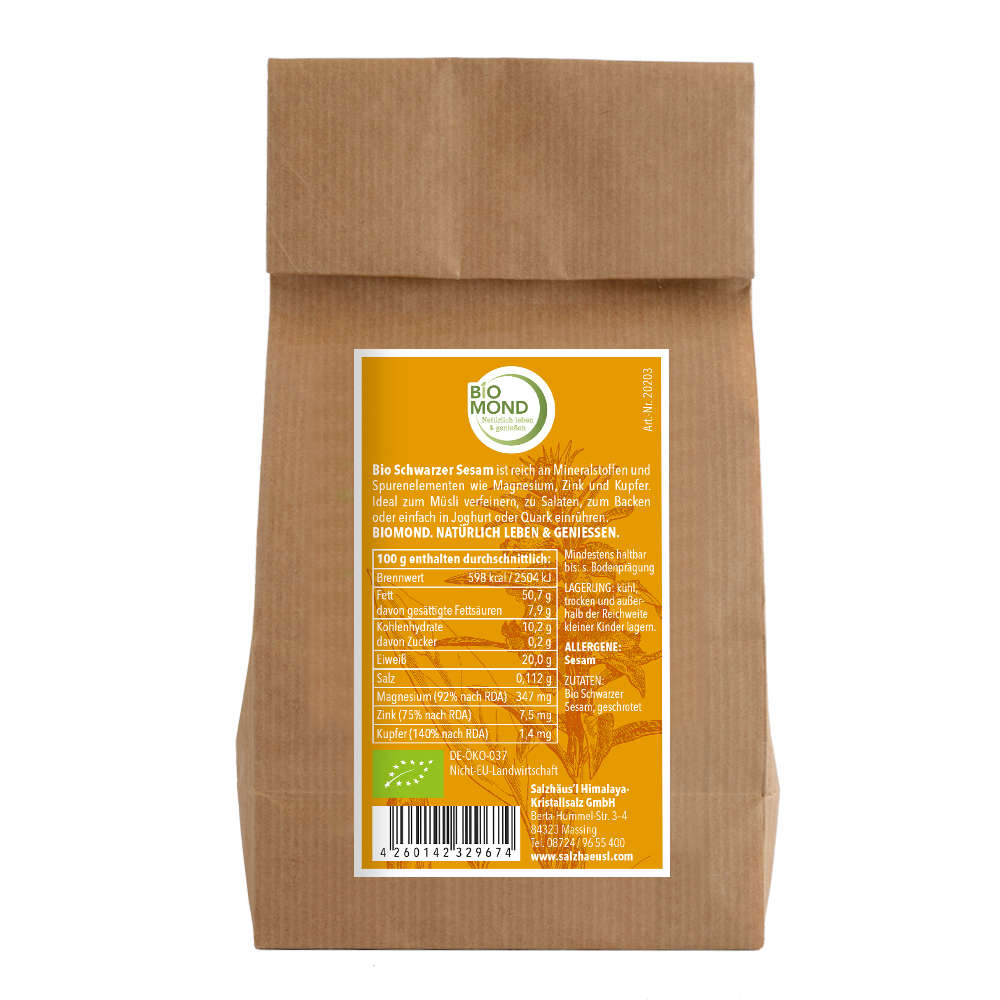 Bio-Schwarzer Sesam 250g, ungeschält, geschrotet