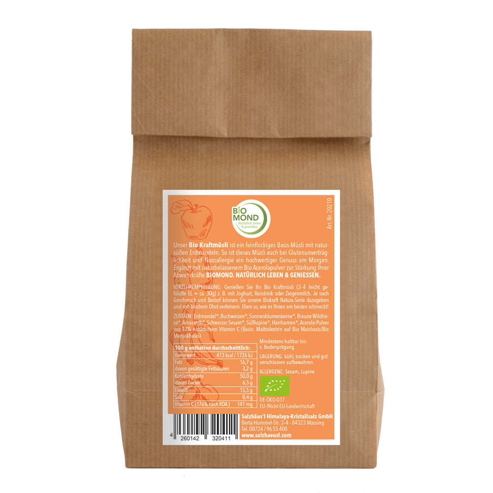 Biokraft-Müsli 600g, glutenfrei, nussfrei, ungesüßt, Vitamin-C, Nachfüllpack