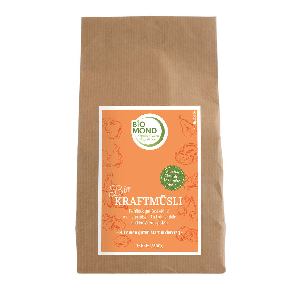 Biokraft-Müsli 600g, glutenfrei, nussfrei, ungesüßt, Vitamin-C, Nachfüllpack