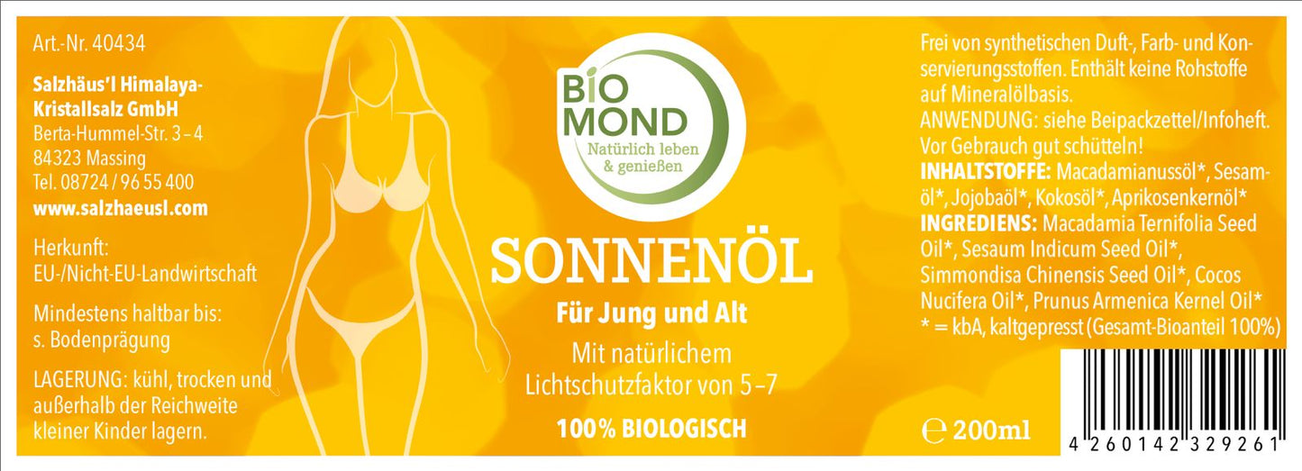 Sonnenpflege-Set: Natürliches Sonnenöl + Aloe Vera Hautgel, je 200ml, SOMMERANGEBOT