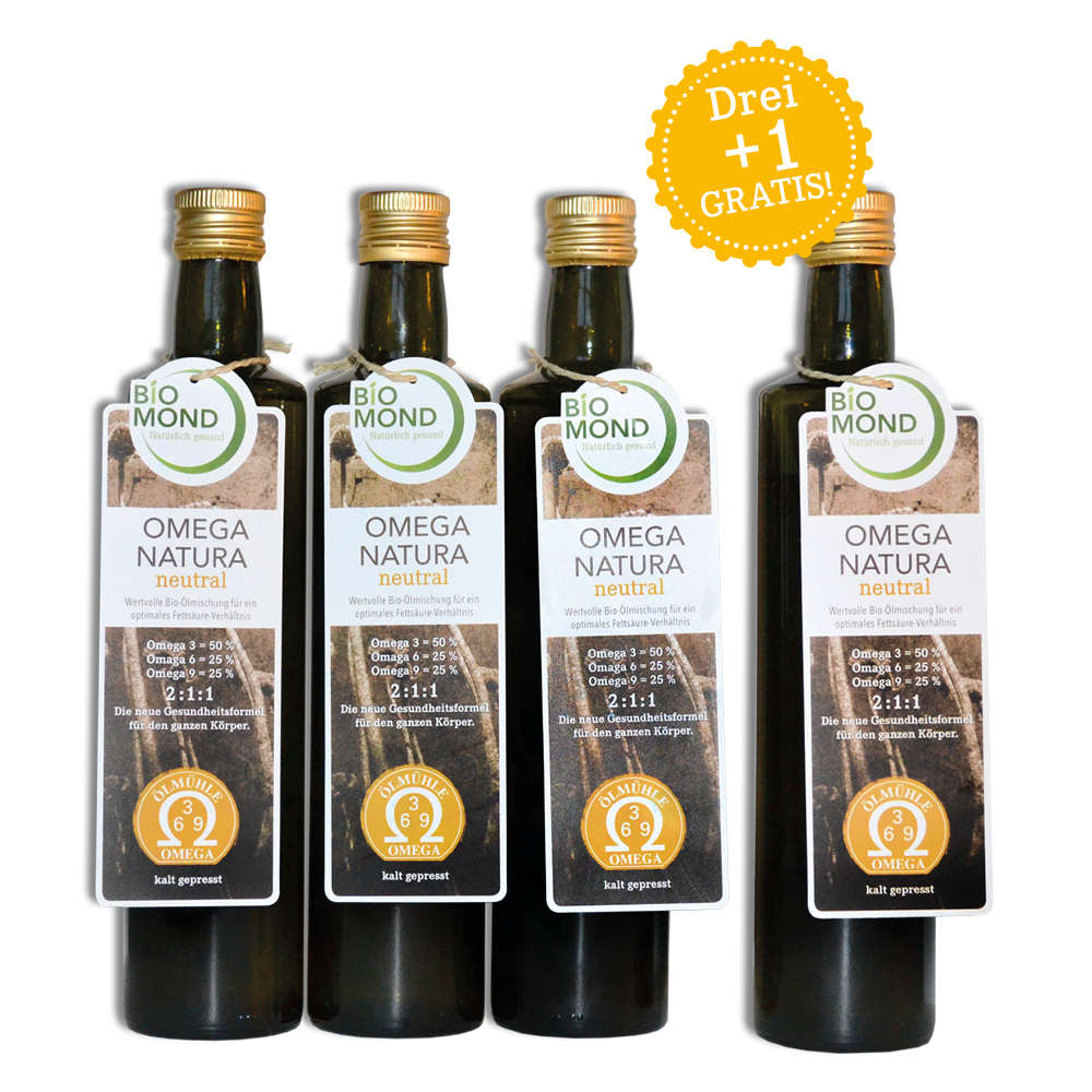 Bio Omega-Natura 500ml 3+1, hochwertige Omega 3/6/9 Bio-Speiseölmischung