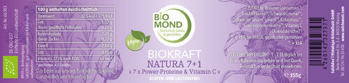 Biokraft Natura 7+1, 155g, Power Proteine Pulver & Vitamin C