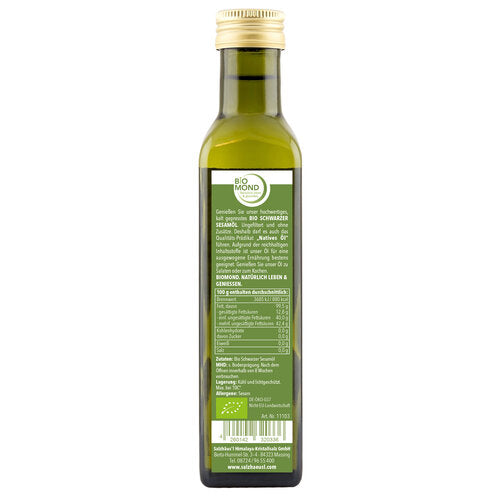 BIO Sesamöl 250ml, schwarzer Sesam kaltgepresst