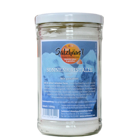 Sonnenkristalle (Halit) 1090g, gemahlen, im Glas