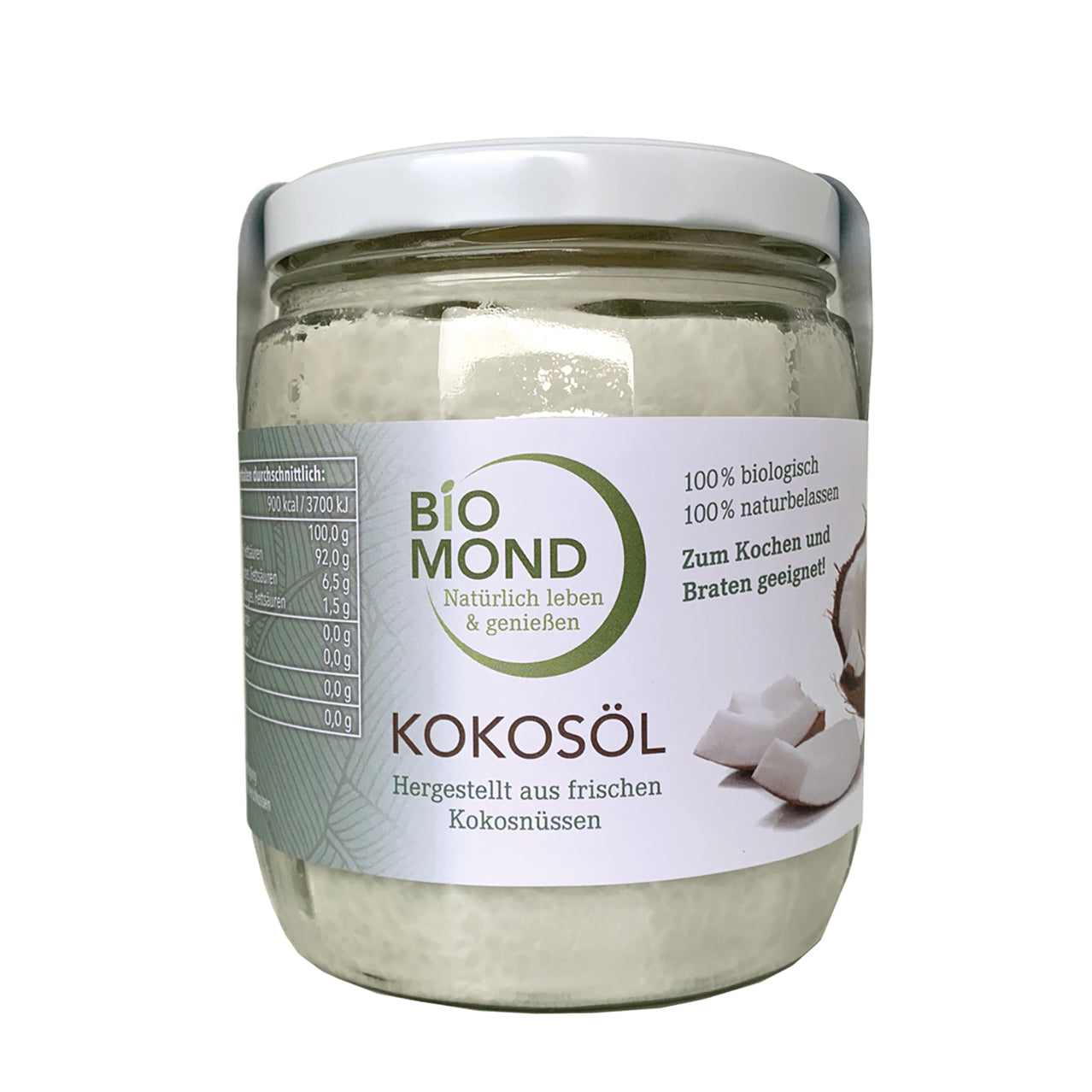 Bio Kokosöl 1000ml, zum Kochen, aus frischen Kokosnüssen