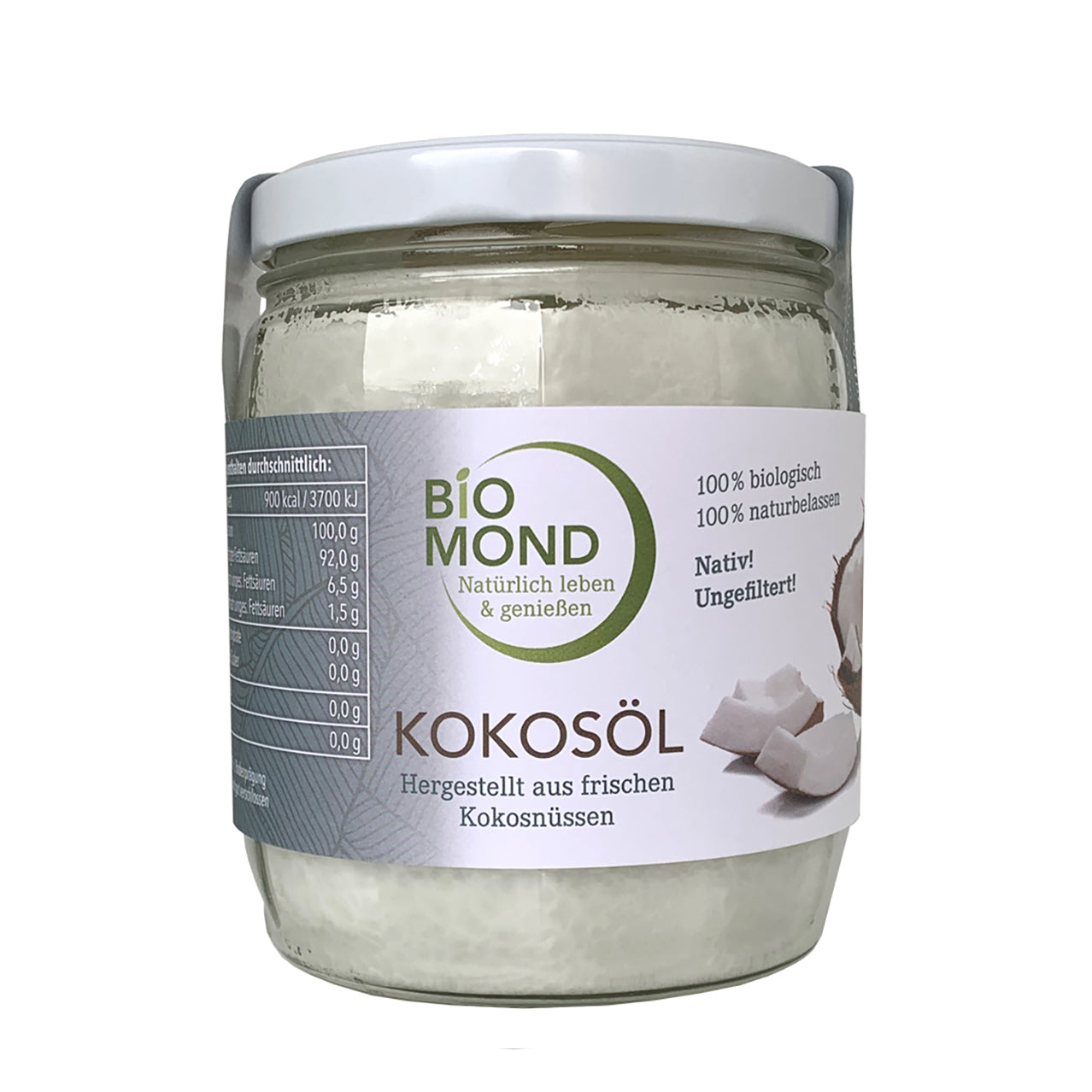 Bio Kokosöl Premium 1000ml, garantiert ungefiltert!