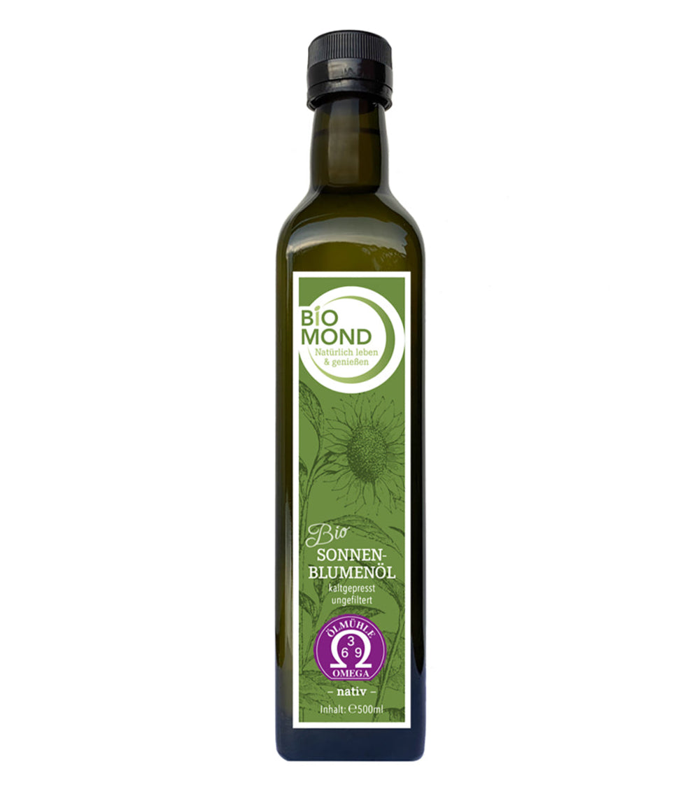 Bio-Sonnenblumenöl 500ml, nicht geröstet, ungefiltert