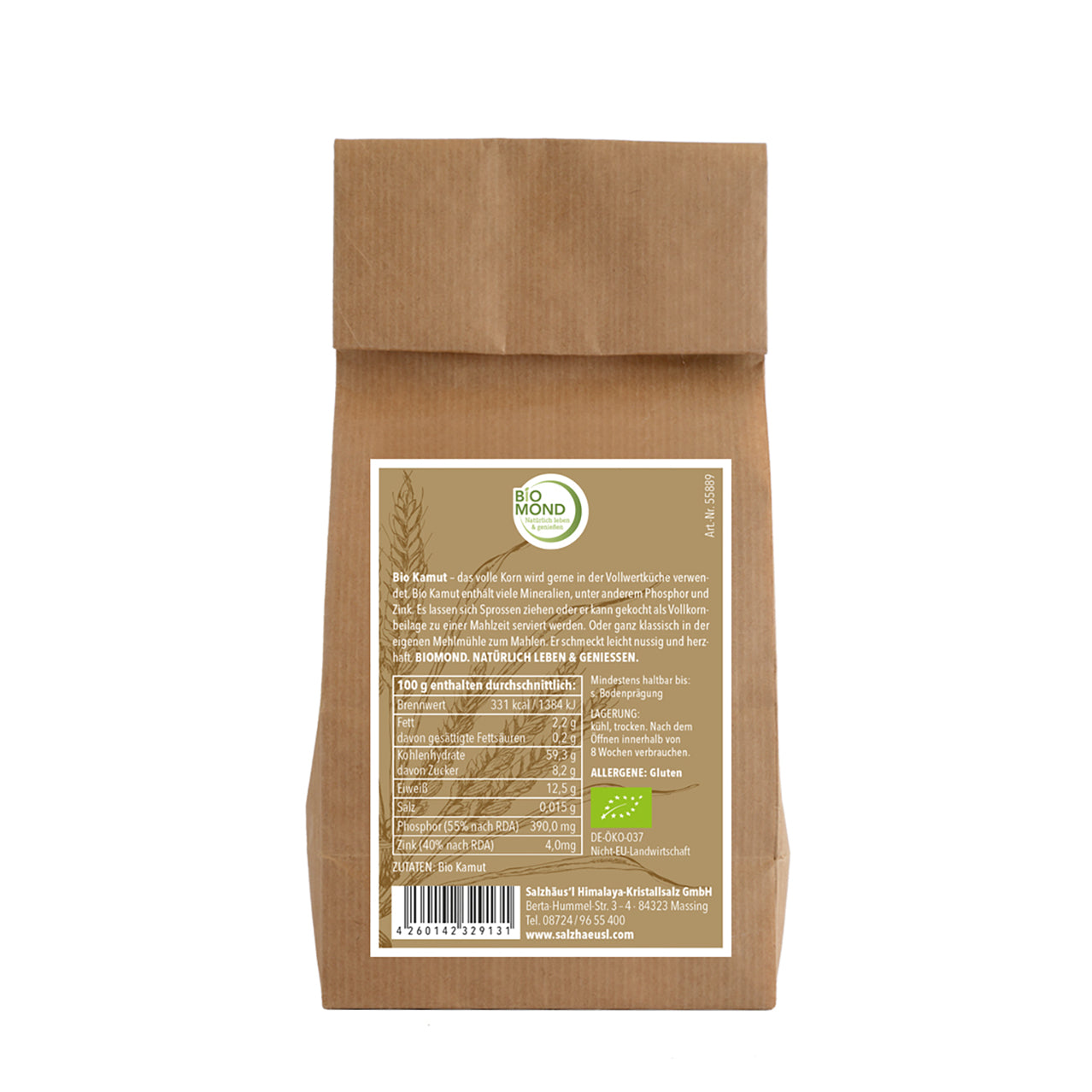 Bio Kamut Urweizen ganze Körner 1000g, Khorasan-Weizen