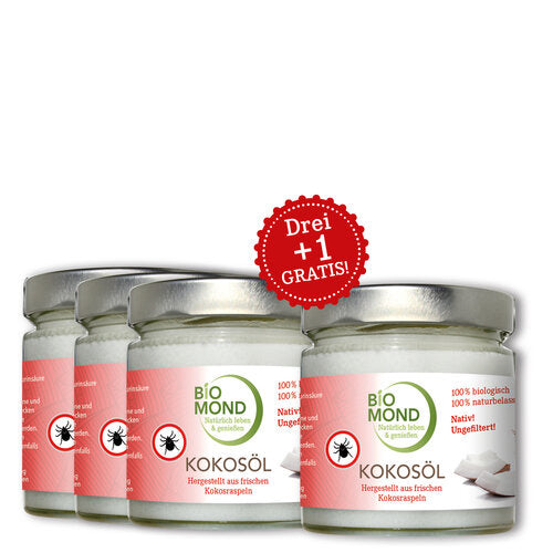 BIO Kokosöl ZECKENSCHUTZ 330ml 3+1 AKTION, kaltgepresst