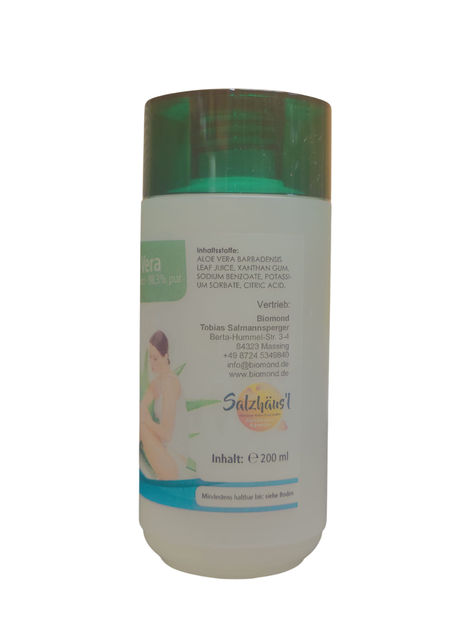 Aloe Vera Gel 200ml – 98,3 % reiner Saft, Naturkosmetik, kühlende After-Sun Pflege