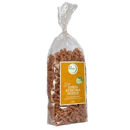 Bio Dinkel Kurkuma Nudeln 250g, Fusilli ohne Ei