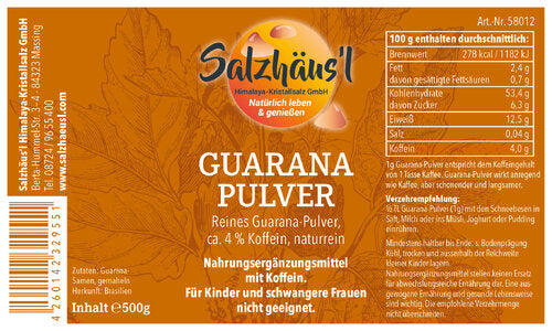 Guarana Pulver 500g, naturrein, Apothekerqualität