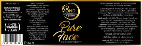 BIO PURE FACE OIL 200ml, Gesichtsöl Hautöl Serum vegan