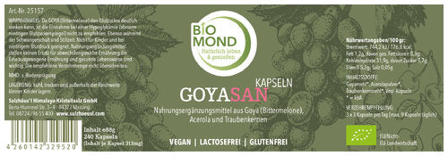 Bio GOYASAN Bittermelone Kapseln 240 Stück+ Acerola + Traubenkerne (OPC)
