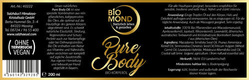 BIO PURE BODY 200ml, Körperöl, Hautöl, vegan