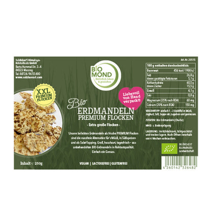 Bio Erdmandeln 250g, Premium Flocken XXL, Rohkost
