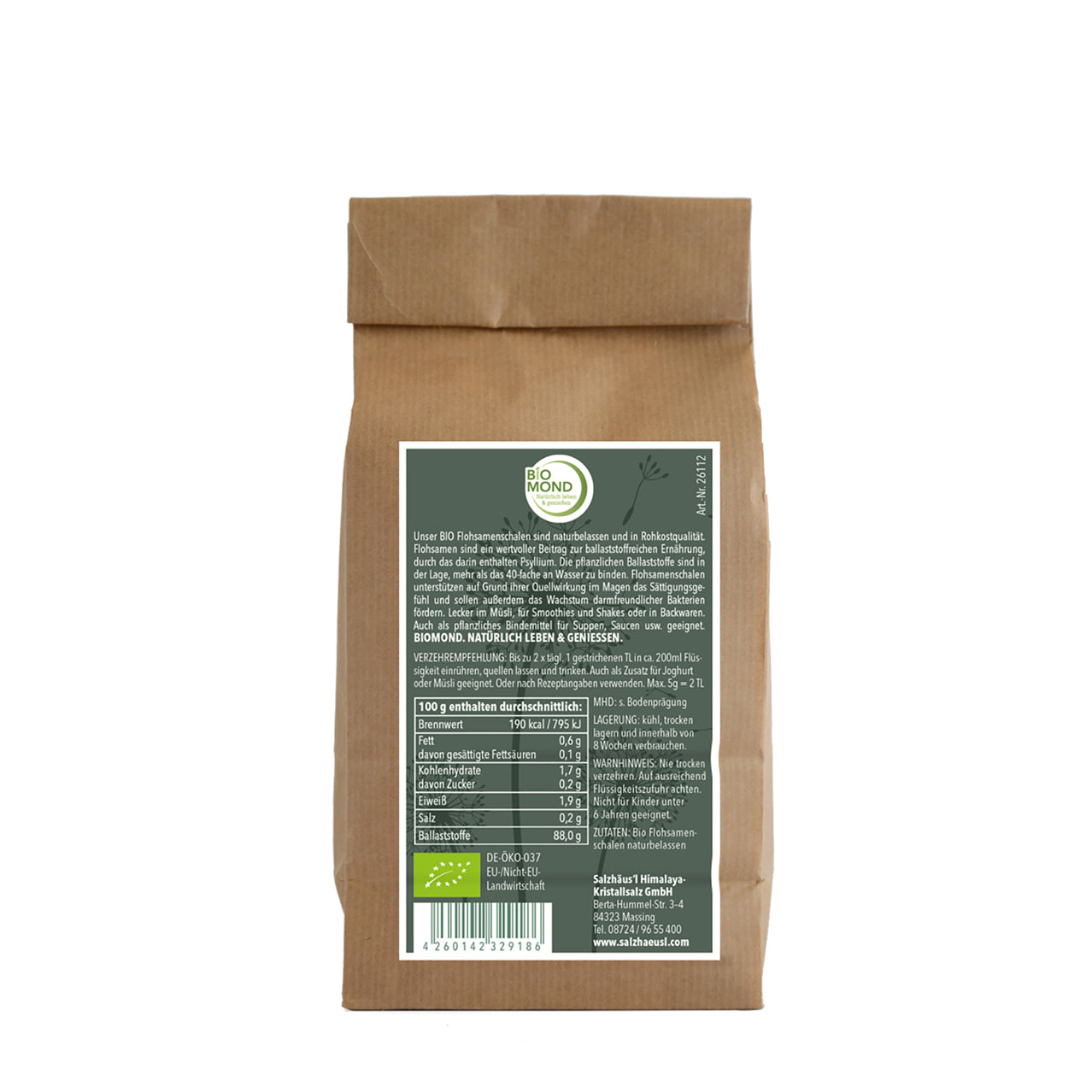 Bio Flohsamenschalen 100g, naturbelassen, Rohkostqualität