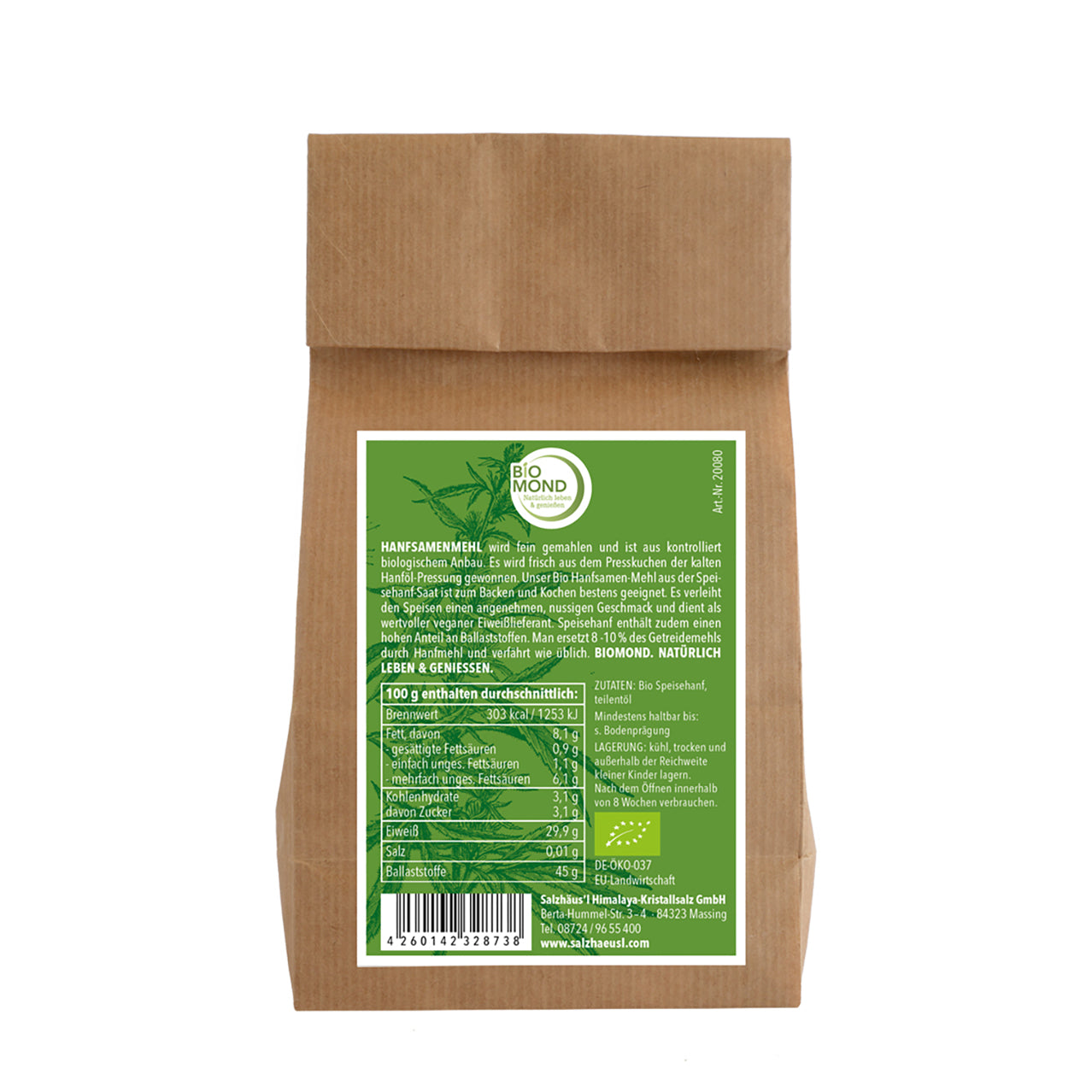 BIO Hanfsamenmehl 1000g, Hanf-Proteinpulver