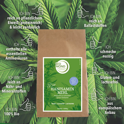 BIO Hanfsamenmehl 1000g, Hanf-Proteinpulver
