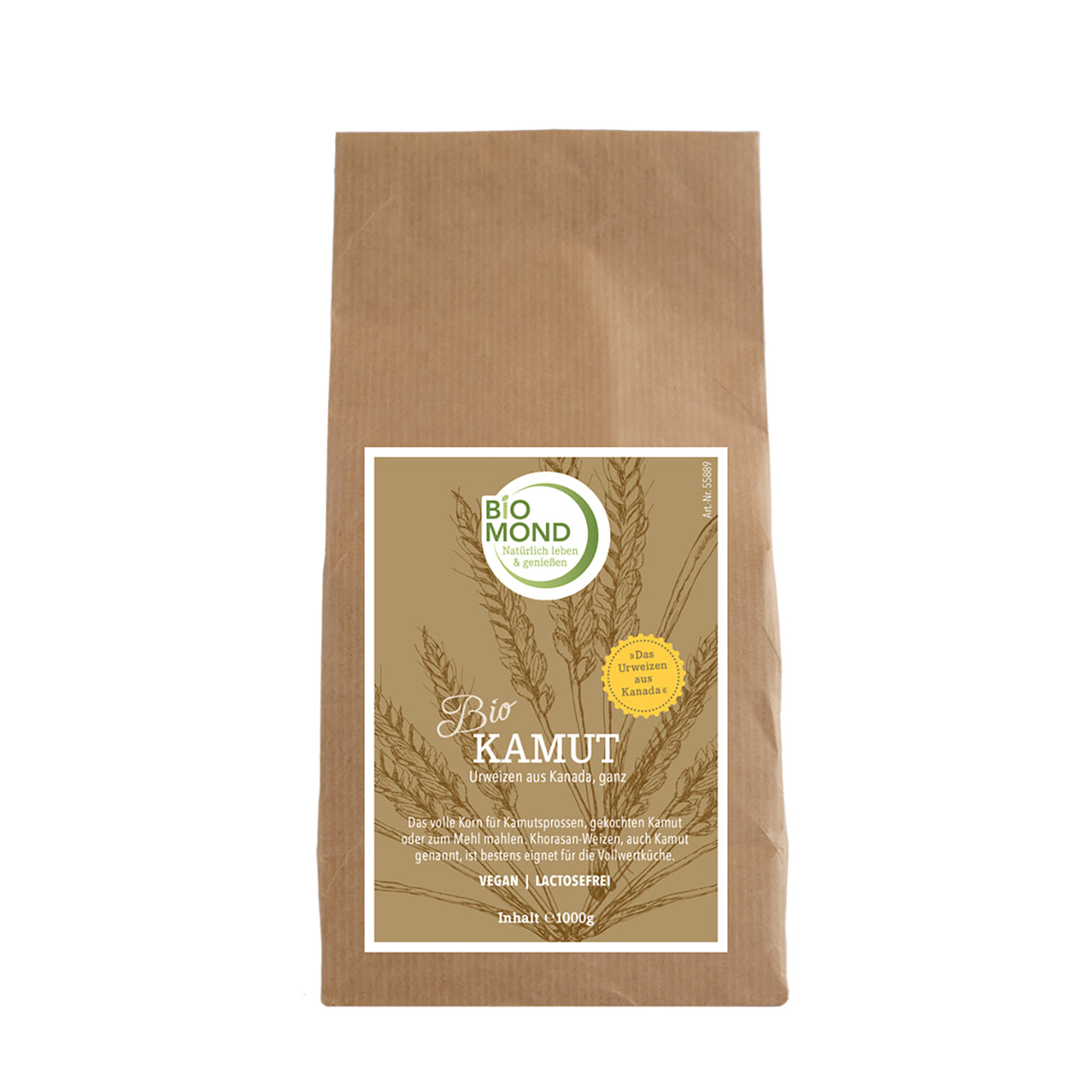 Bio Kamut Urweizen ganze Körner 1000g, Khorasan-Weizen