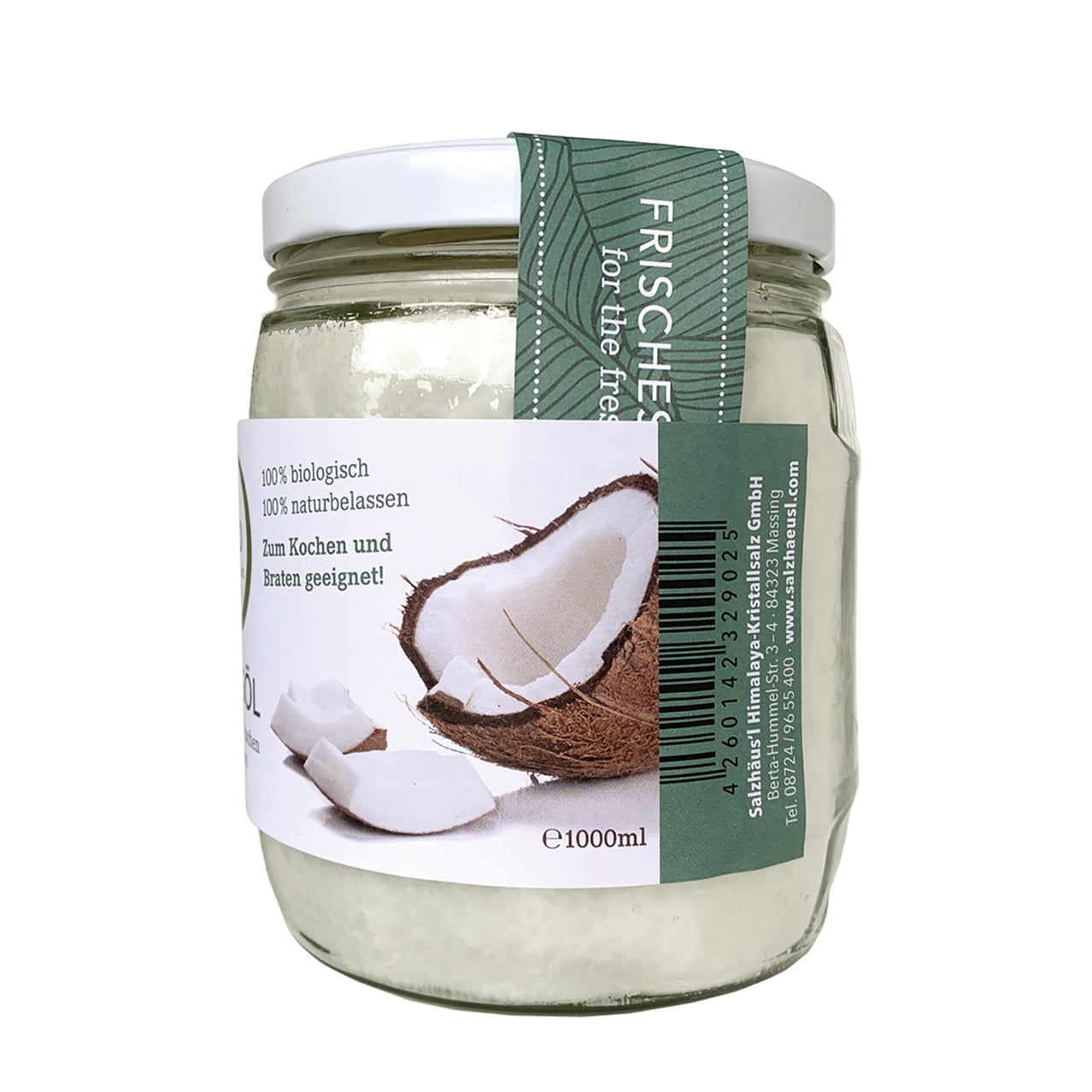 Bio Kokosöl 1000ml, zum Kochen, aus frischen Kokosnüssen