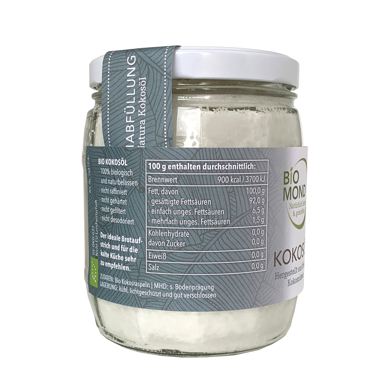 Bio Kokosöl Premium 1000ml, garantiert ungefiltert!