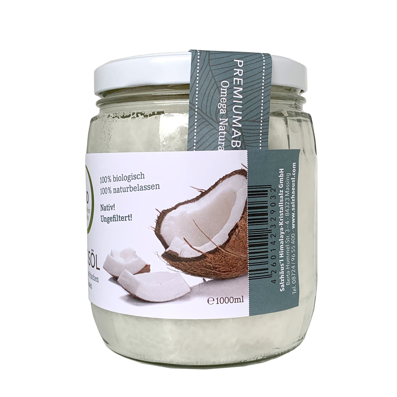 Bio Kokosöl Premium 1000ml, garantiert ungefiltert!