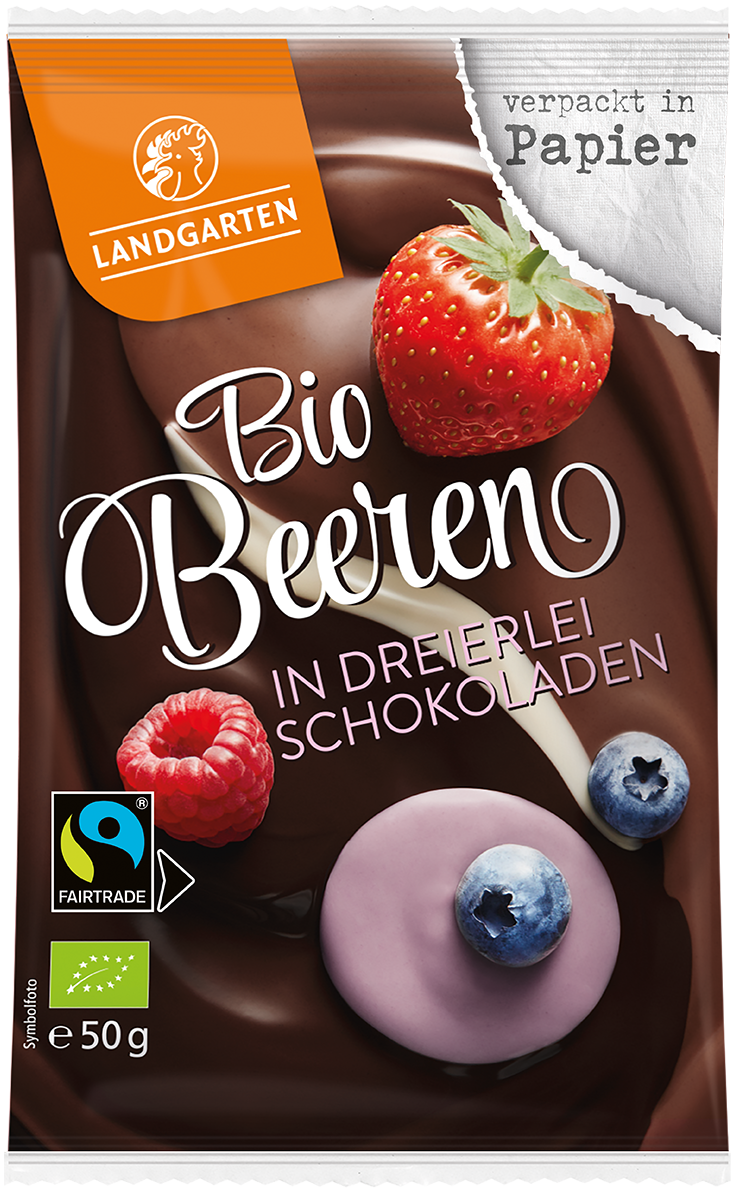 Bio Beeren in dreierlei Schokoladen, 50g