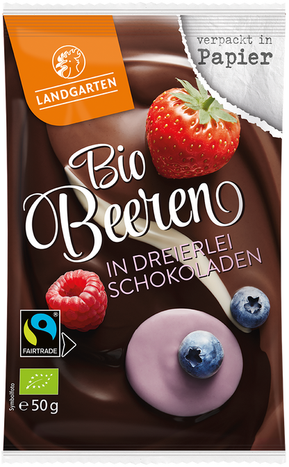 Bio Beeren in dreierlei Schokoladen, 50g