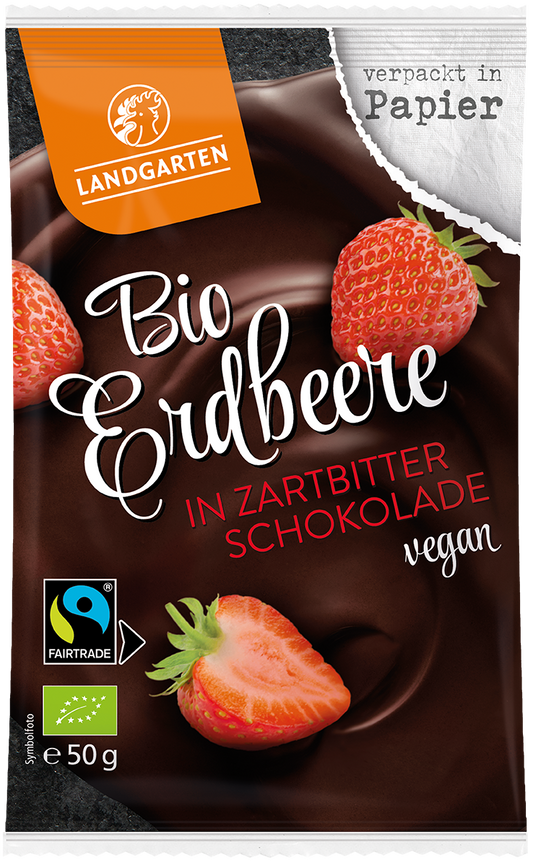 Bio Erdbeere in Zartbitter-Schokolade, 50g