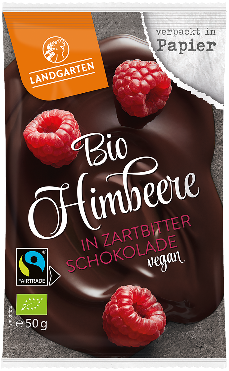 Bio Himbeere in Zartbitter-Schokolade, 50g