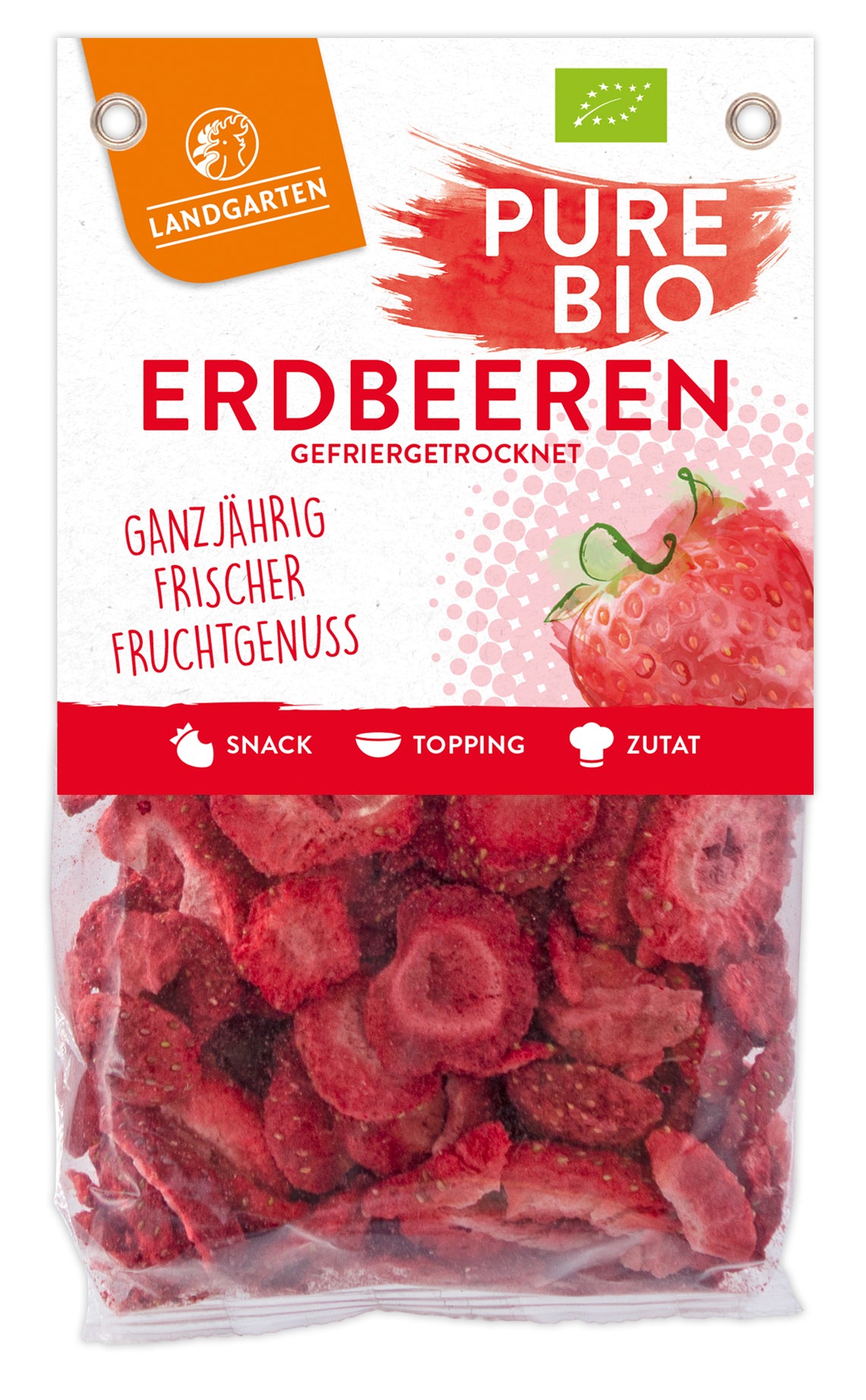 PURE BIO Erdbeeren, 20g Gefriergetrocknet