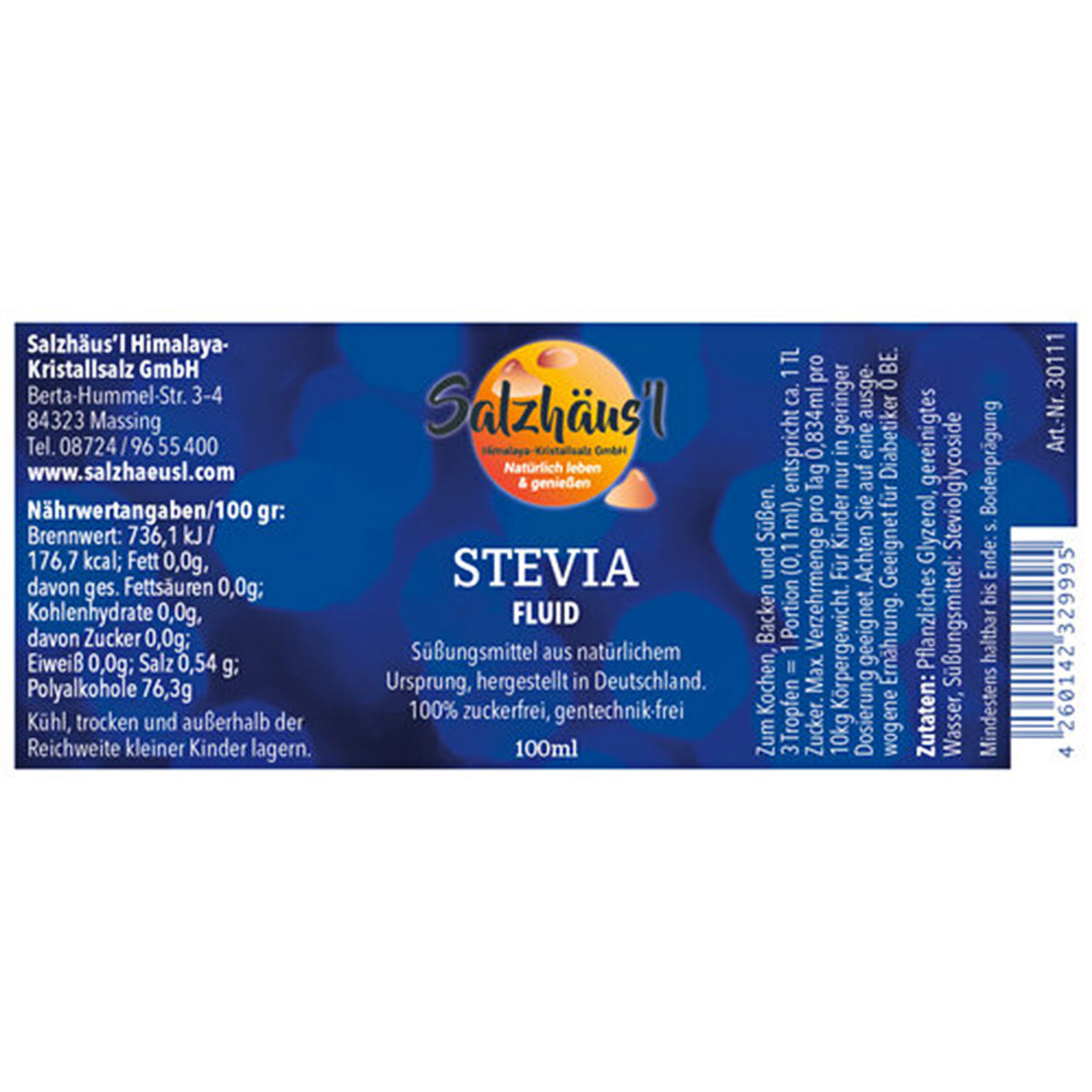 Stevia fluid 100ml, flüssiges Süßungsmittel