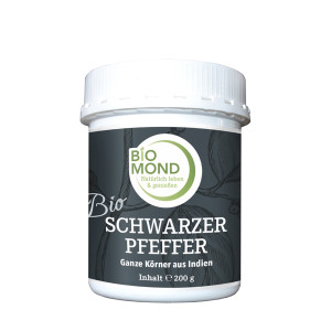 Bio Schwarzer Pfeffer ganze Körner, Piperin - 200 g...