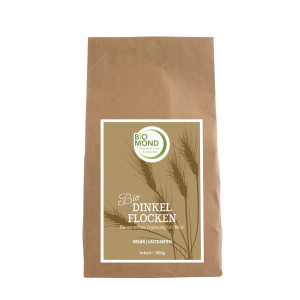 BIO Dinkelflocken, Urweizen, Vollkorn - 500 g /  BIOMOND